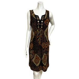 Ruby RD Brown Sleeveless Geometric Dress Size XS-S